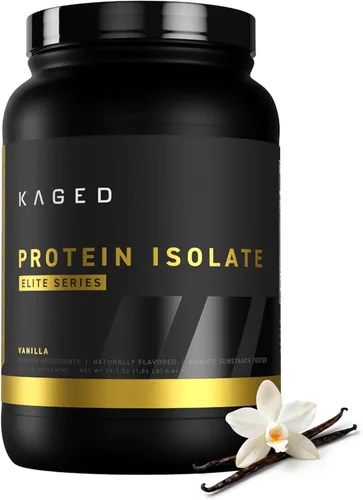 Kaged Proteína de suero aislado Elite en polvo | Vainilla | Mezcla de suero, caseína y proteína de leche | Bebida para recuperación después del