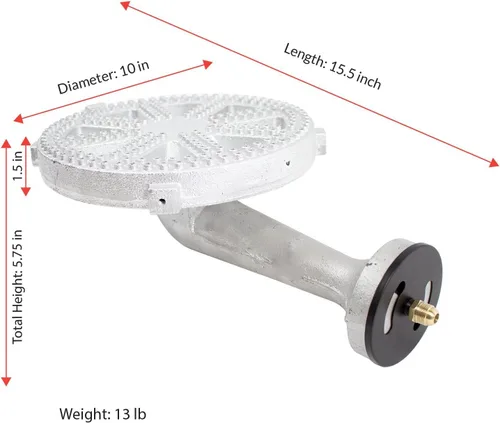 Miniatura 5 de GasOne - Quemador de propano Banjo de alta presión de 10 pulgadas con cabezal de quemador resistente con regulador de 0-20 PSI y manguera