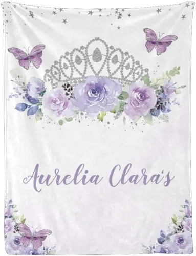 Miniatura 19 de Mantas de bebé personalizadas con nombre, mantas de bebé personalizadas para niñas, regalos de bebé, manta personalizada con corona de princesa