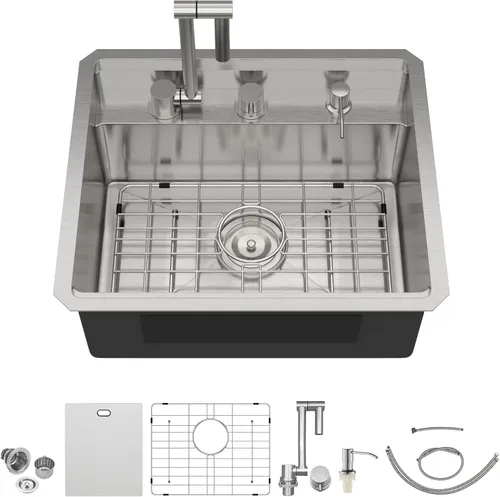Miniatura 50 de Fregadero de Montaje Bajo de 13 Pulgadas - Beslend 13”x15”x9” Fregadero de Cocina de Acero Inoxidable de Montaje Bajo Calibre 16 Fregadero de Cocina