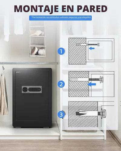 Miniatura 9 de Caja de seguridad DAYI, cajas de seguridad para el hogar de 3.0 pies cúbicos con bolsa impermeable ignífuga, caja de seguridad para dinero