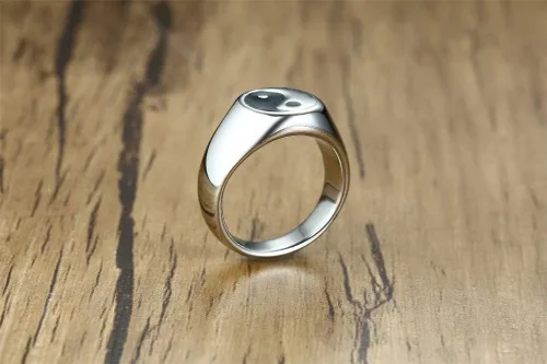 Miniatura 6 de Anillo de equilibrio para hombre Tai Chi Yin Yang de acero inoxidable Taoísmo Zen Spirit Talismán, Acero inoxidable, aleación, latón