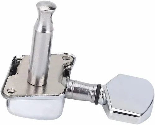 Miniatura 3 de Juego de 6 clavijas de afinación para guitarra plateada, semicerradas, cabezales de máquina 3L3R, con tornillos, clavijas de afinación de guitarra