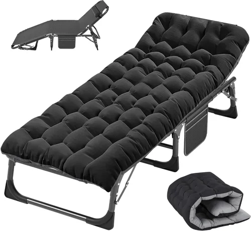 Miniatura 10 de Slsy Catre de camping plegable para adultos con almohadilla, catres de dormir portátiles acolchados, cama de campamento con bolsa de transporte