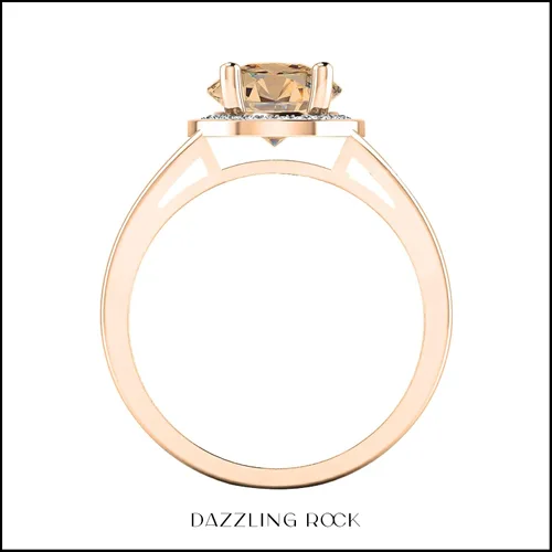 Miniatura 211 de Dazzlingrock Collection Anillo de compromiso redondo de 0.276 in con halo de diamante blanco y vástago dividido para ella en oro macizo de 14