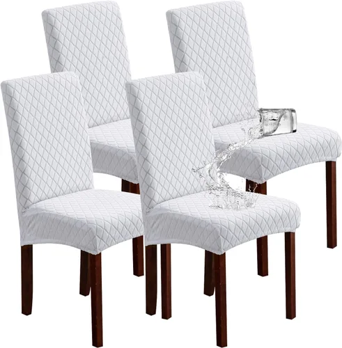 Miniatura 30 de Genina Fundas impermeables para sillas de comedor, fundas elásticas de jacquard para sillas de comedor, extraíbles y lavables, protector de silla