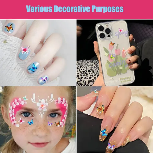 Miniatura 5 de 220 piezas de mini mariposas de resina en 22 estilos, mariposas pequeñas en miniatura para ocultar figuras de animales de resina diminutas, adornos