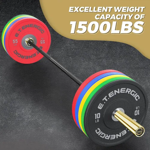 Miniatura 8 de Barra olímpica de 7 pies, capacidad de 1500 libras, carga de 45 libras, disponible para ejercicios en el gimnasio y en casa, levantamiento de pesas