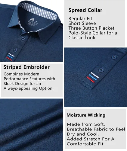 Miniatura 2 de V VALANCH Polo de golf de manga corta para hombre, estilo casual, con cuello que absorbe la humedad