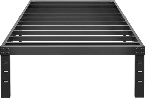 Miniatura 11 de HOBINCHE Marco de cama individual de metal de 18 pulgadas, no necesita somier, fácil montaje, marcos de cama estrechos y resistentes sin ruido