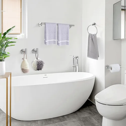 Miniatura 6 de TURS Juego de accesorios de baño de acero cepillado de 5 piezas, juego de barra de toalla de baño de acero inoxidable SUS304, kit de accesorios