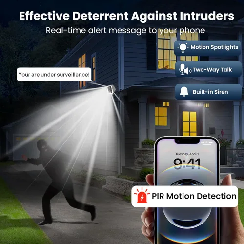 Miniatura 3 de Cámaras de seguridad 2K inalámbricas para exteriores, almacenamiento en la nube gratuito, foco y sirena integrados, detección de movimiento por IA
