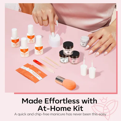 Miniatura 6 de Modelones - Kit de polvo de inmersión para uñas, 4 colores transparente, nude, blanco, rosa, set de iniciación con líquido y accesorios completos