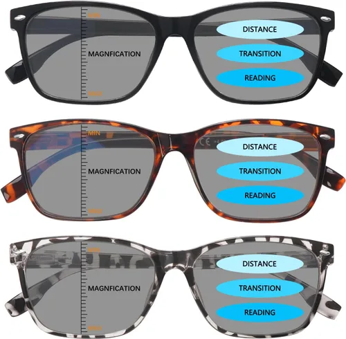 Miniatura 7 de Paquete de 3 lentes de lectura progresivos multienfoque para mujeres y hombres, bloqueo de luz azul, bisagras de resorte multienfoque, lectores