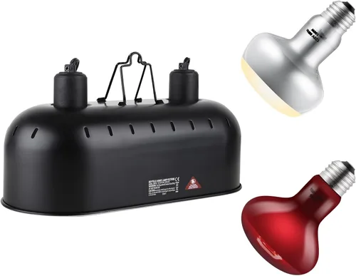 Miniatura 7 de DXOPHIEX Accesorio de lámpara de reptil doble de 15 pulgadas, accesorio de lámpara de calor de reptil doble Max 150W con luz solar UVA UVB de 100W