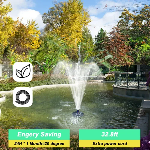 Miniatura 4 de Jutai Fuente eléctrica flotante de estanque luces LED coloridas, sistema de filtro integrado, bomba de fuente de cascada, cable de alimentación
