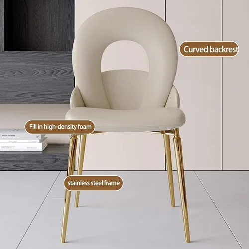 Miniatura 6 de Kitchen Dining Chairs with Genuine Leather,Dining Room Chairs with Metal Legs,Living Room Chair Curved Backrest,Kitchens Chair for Living, Negro
