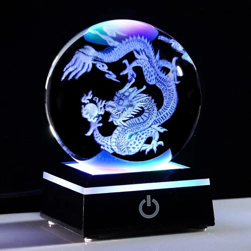 Miniatura 18 de Regalos de delfines de cristal grabados con láser 3D de Qianwei para mujeres y hombres, figuras de vidrio de delfines para decoración de habitación