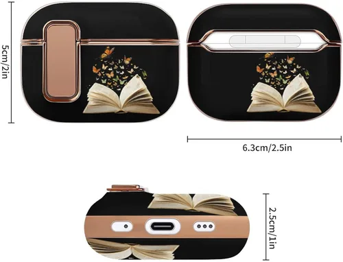 Miniatura 2 de Flying Butterfly from Book - Funda para auriculares compatible con Airpods Pro 2 con hebilla de botón galvanizado