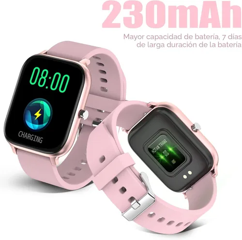 Miniatura 7 de Reloj inteligente para hombres y mujeres, compatible con iPhone, Samsung, teléfono Android, pantalla táctil completa de 1.69 pulgadas, IP68, Rosa