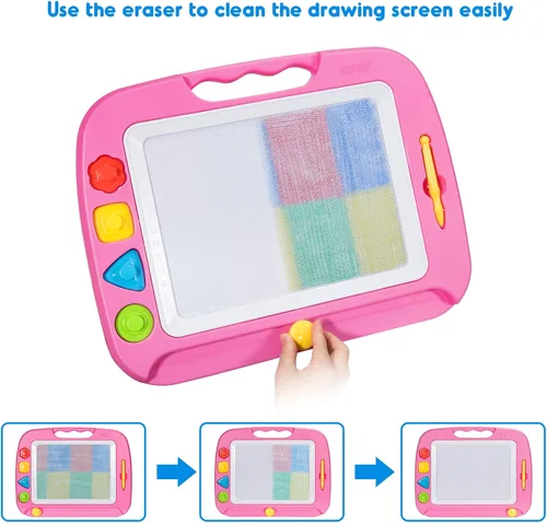 Miniatura 3 de SGILE - Pizarra magnética para dibujar grande, 4 colores, con 4 sellos, para niños pequeños, juguete educativo de aprendizaje, para niños de más