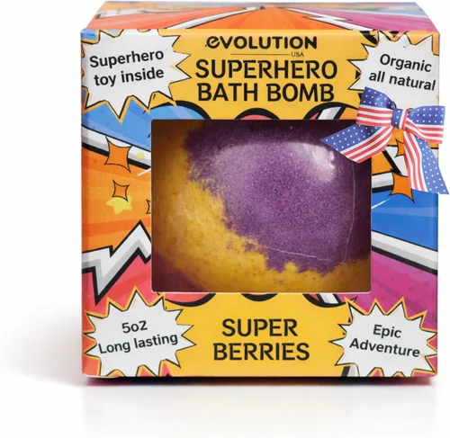 Miniatura 21 de EvolutionUSA Bombas de baño épicas negras de superhéroes para niños, 6 bombas de baño de superhéroes con juguete en el interior, bombas de baño