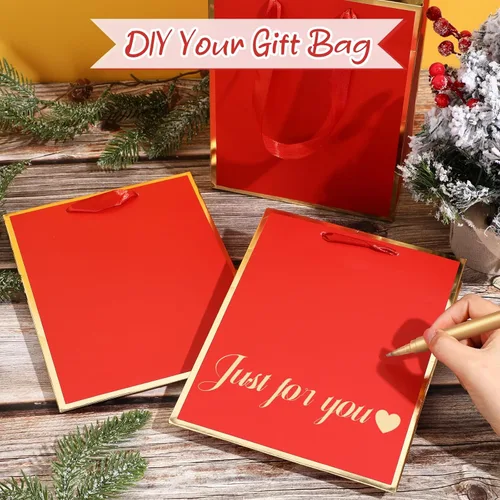 Miniatura 3 de Yeaqee Paquete de 24 bolsas de regalo de papel metálico con asa y papel de seda de 9 x 7 x 3.1 pulgadas, bolsas de favor de bienvenida con papel