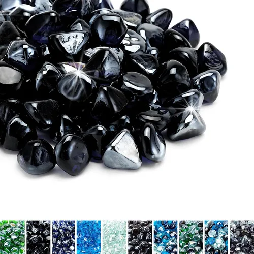 Miniatura 11 de Skyflame Diamantes de vidrio de fuego de 10 libras para paisajismo de chimeneas de hoguera, diamantes de fuego de vidrio reflectante de 1/2 pulgada