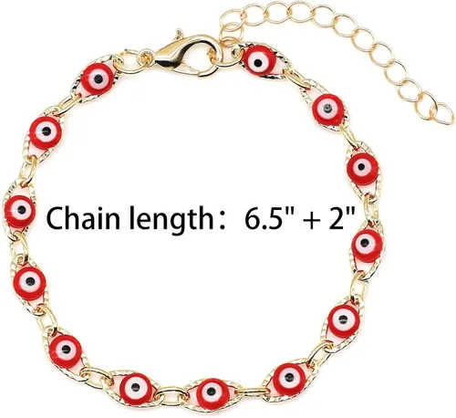 Miniatura 2 de Delicadas pulseras de mal de ojo para mujer, pulsera de cadena dorada contra el mal de ojo para niñas