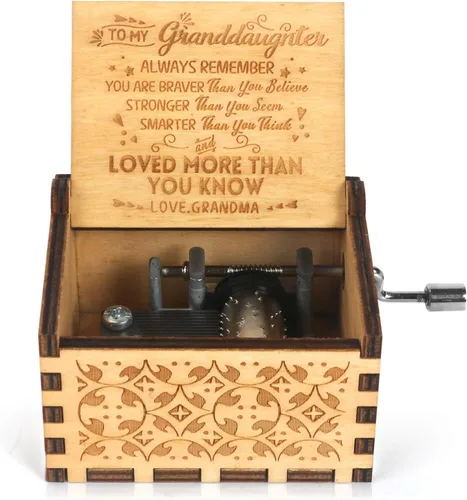 Miniatura 7 de Caja de música de manivela grabada, caja de música