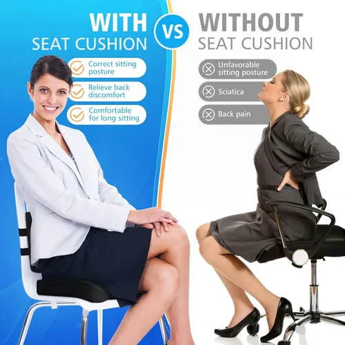 Miniatura 8 de CushZone Cojín de asiento, almohada de apoyo lumbar con correa ajustable, cojines para silla para aliviar el dolor de ciática, con funda lavable