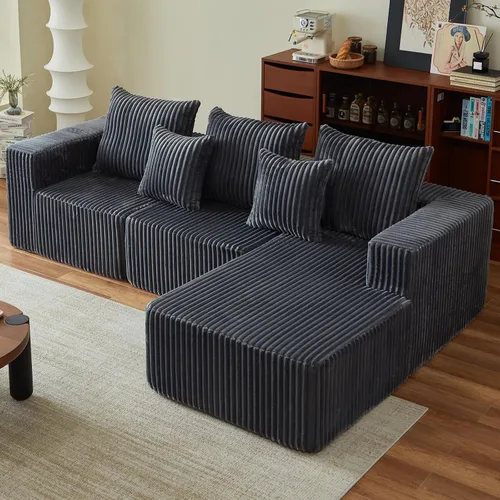 Miniatura 9 de Sofás seccionales de 102" para sala de estar, sofá nube sin estructura, sofá en forma de L con asiento profundo de gran tamaño, sofá cómodo