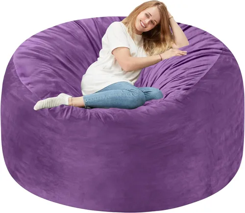 Miniatura 85 de Homguava - Sillón puff de 3 pies Sillón estilo puff grande de 3 pulgadas con relleno de espuma viscoelástica, sofá suave con funda de terciopelo