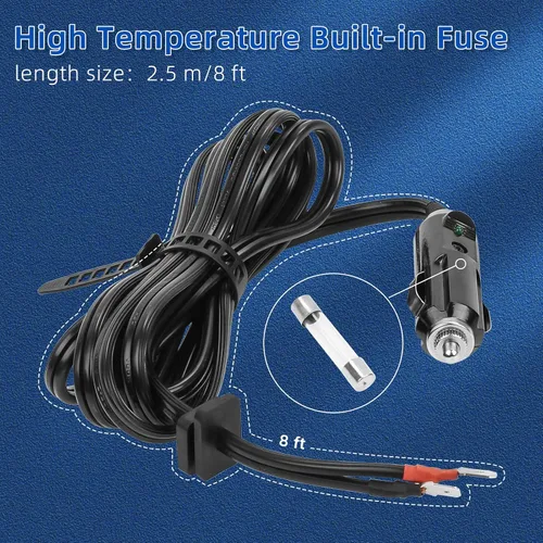 Miniatura 3 de Cable de alimentación termoeléctrico del refrigerador 8FT w/fusible para Coleman 12V/24V OE#5644-710 5644-707 300000540 5645