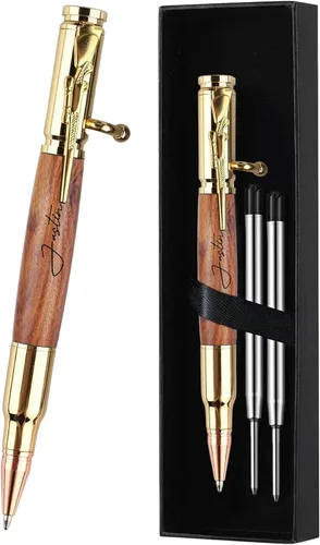 Miniatura 11 de Set de regalo de bolígrafo de acción de resorte personalizado Blireana, bolígrafo de bola de metal grabado gratis con 2 recambios, bolígrafo