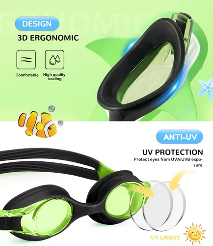 Miniatura 3 de NSSIW Gafas de natación para niños, gafas de natación para niños: gafas de piscina antivaho sin fugas, paquete de 2 unidades de 3 a 16 años