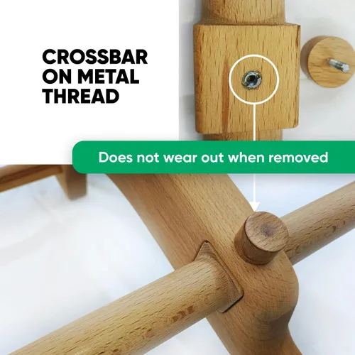 Miniatura 7 de Barras de Pared Suecas en Escalera para Niños y Adultos, hechas de Madera de Haya Sólida, Resisten Cargas hasta 400 kg, con Barra de Dominada