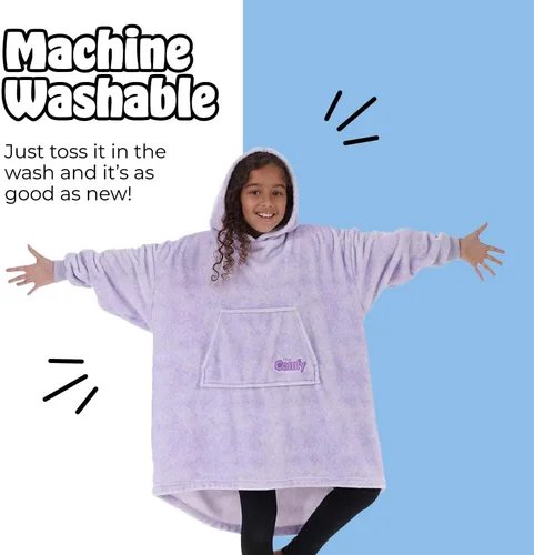 Miniatura 7 de THE COMFY Dream Jr para niños Manta portátil de forro polar de microfibra ligera con capucha y bolsillo Visto en Shark Tank Niños Heather Purple