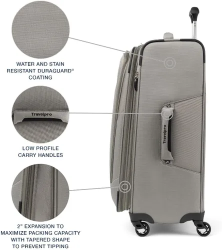 Miniatura 111 de Travelpro Maxlite 5 - Juego de 2 piezas de equipaje de mano de tela, expandibles con 4 ruedas giratorias, bolso blando para debajo del asiento, Negro