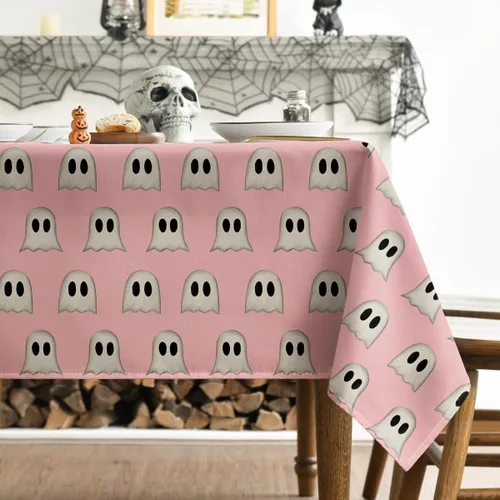 Miniatura 3 de Horaldaily Mantel rectangular de Halloween de 60 x 120 pulgadas, lindo fantasma rosa, lavable, para decoración de fiestas, pícnic, cenas