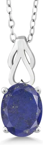 Miniatura 38 de Gem Stone King Collar de plata de ley 925 con piedra natal ovalada de 0.354 x 0.276 in Collar con colgante solitario para mujer Con cadena