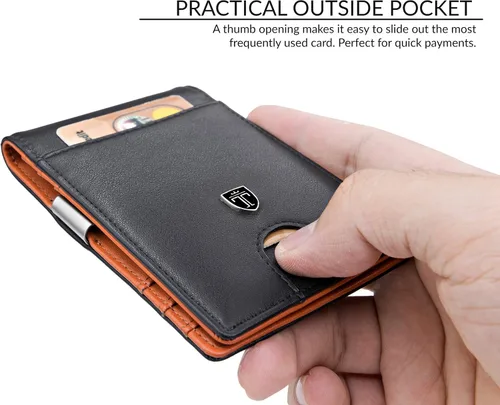 Miniatura 4 de TRAVANDO - Cartera delgada para hombres con clip de dinero y bloqueador de lector RFID Seattle mini de plegado doble