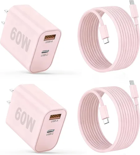 Miniatura 16 de Cargador para iPhone 17/16/15 Pro/Pro Max, cargador de pared USB-C de doble puerto con PD 40 W y carga rápida QC 20 W, cable USB-C de 10 pies