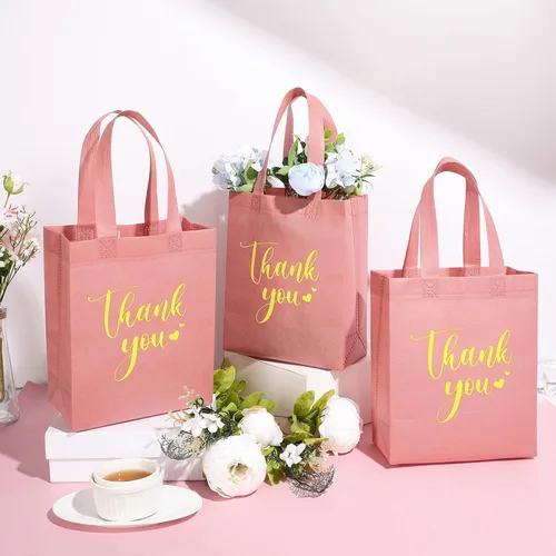 Miniatura 2 de Sweetude 30 Piezas Bolsas de Regalo de Agradecimiento con Asas a Granel Bolsa de Dulces Reutilizable No Tejida Plegable Bolso de Mano para Regalos