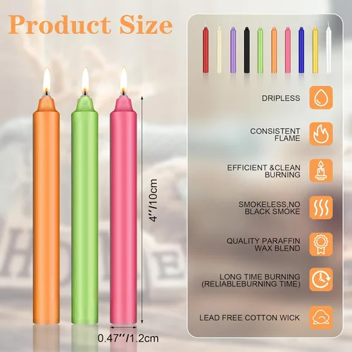 Miniatura 2 de MTLEE Paquete de 300 velas sin goteo de 4 pulgadas para lanzar campanadas, hechizos, rituales, curación, trabajo mágico (colores surtidos)