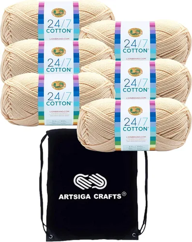 Miniatura 8 de Lion Brand 24/7 Algodón Rosa 761-101 (3 carretes - mismo lote de tinte) Hilado medio #4 de algodón para crochet y tejer con bolsa de proyecto