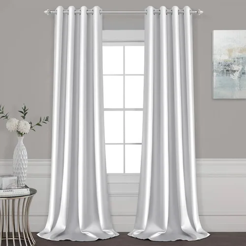 Miniatura 9 de HOMEIDEAS 2 paneles de cortina de seda sintética, cortinas opacas para dormitorio