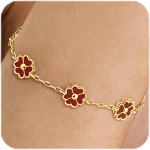 Miniatura 7 de NECOCY Pulsera de trébol para mujer, moderna chapada en oro de 18 quilates, cuatro hojas, juego de pulseras de flores de la suerte, ajustables