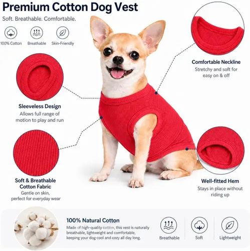 Miniatura 2 de Lovelonglong Ropa para mascotas de verano 2019, ropa para perro, camisetas en blanco, camisetas acanaladas, chalecos de hilo superior para perros
