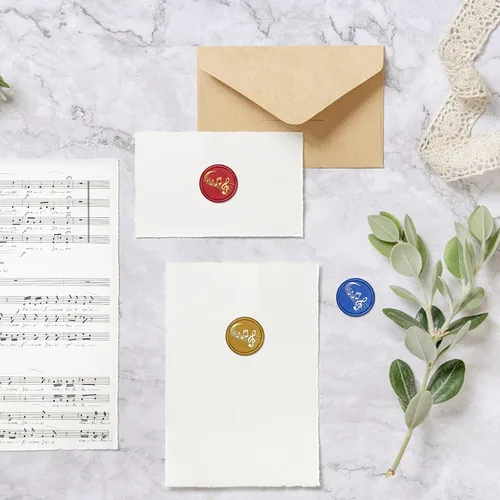Miniatura 4 de SUPERDANT Sello de cera con letras musicales de 1.18 pulgadas, sello de sellado de notas para entusiastas de la música, mango de madera, extraíble